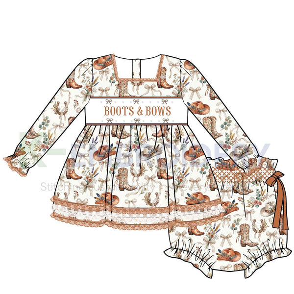 Boots & Bows Smocked Bloomer Set - PREORDER